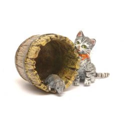 Scully & Scully Austrian Bronze Cat With Mouse And Barrel
