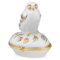 Scully & Scully White & Gold Owl Limoges Box
