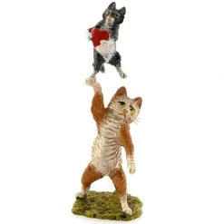 Scully & Scully Austrian Bronze Cat Holding Kitten With Heart