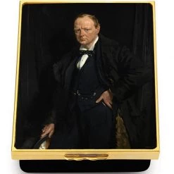 Halcyon Days Churchill Portrait By Orpen Enamel Box