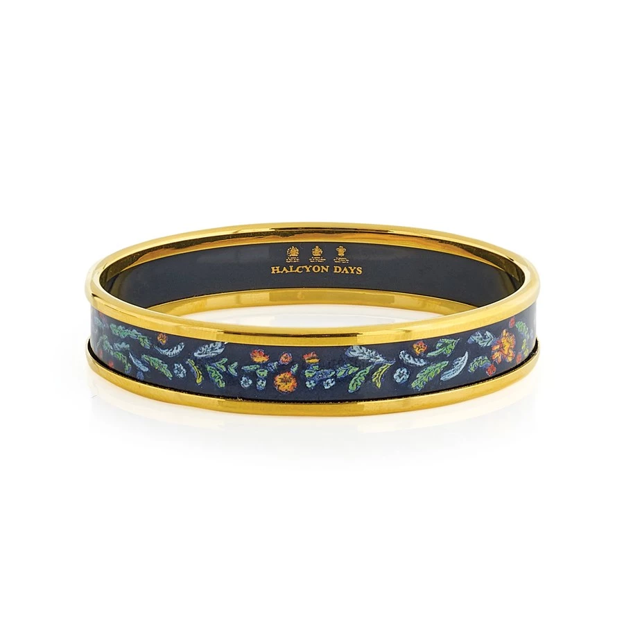 Halcyon Days Autumnal Flowers On Navy Bangles 3 Halcyon Days Autumnal Flowers On Navy Bangles