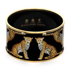 Halcyon Days Handpainted Leopard Cuff Bangle