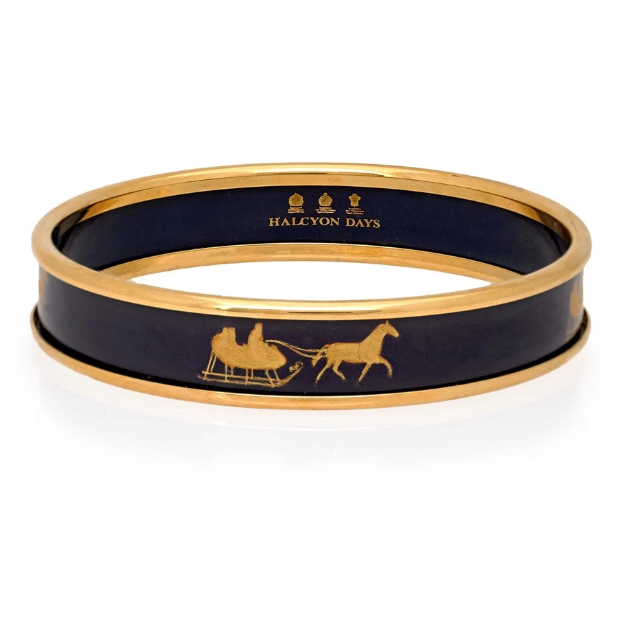 Halcyon Days Horse & Sleigh On Navy Bangles 3 Halcyon Days Horse & Sleigh On Navy Bangles