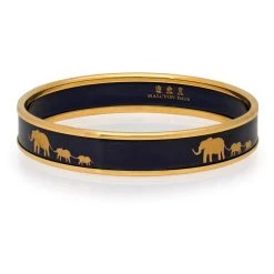 Halcyon Days Elephant Family On Navy Motif Bangles