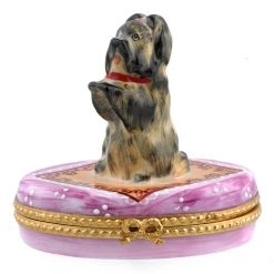 Scully & Scully Upright Yorkie On Pink Limoges Box