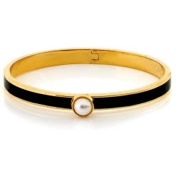 Halcyon Days Skinny Cabochon Pearl Hinged Bangles