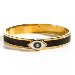 Halcyon Days Evil Eye Sparkle Button Hinged Bangle