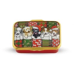 Halcyon Days Dogs In Stockings Enamel Box