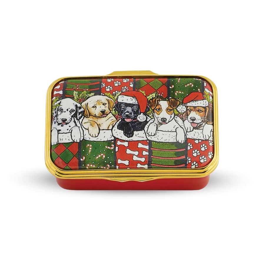 Halcyon Days Dogs In Stockings Enamel Box 3 Halcyon Days Dogs In Stockings Enamel Box