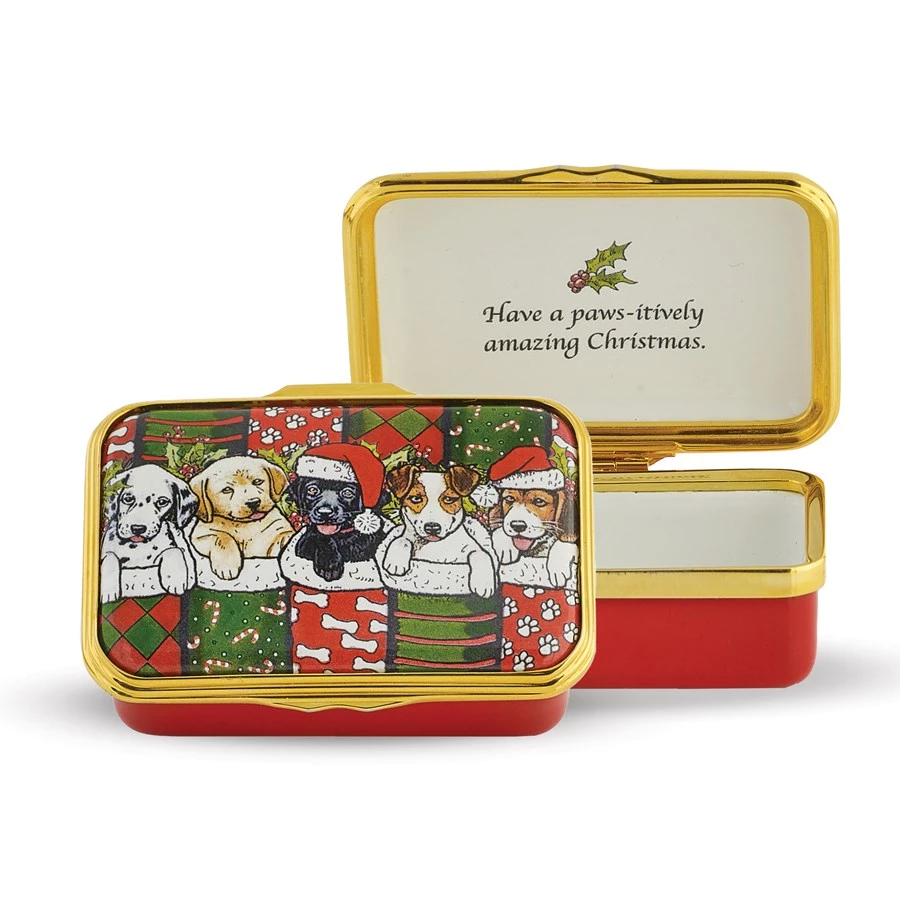 Halcyon Days Dogs In Stockings Enamel Box 4 Halcyon Days Dogs In Stockings Enamel Box - Image 2