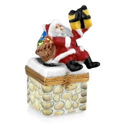 Scully & Scully Santa Claus Sitting On Chimney Limoges Box