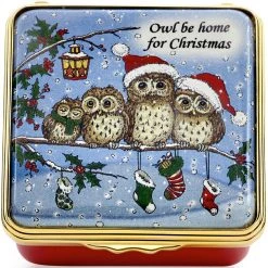 Halcyon Days Owl Be Home Enamel Box