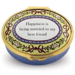 Halcyon Days Happiness Is Being Married Enamel Box