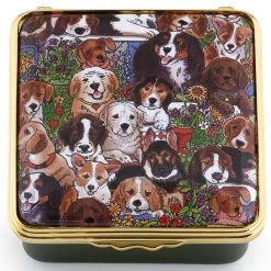 Halcyon Days Dogs Leave Pawprints Enamel Box