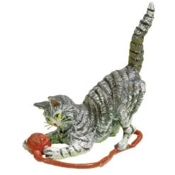 Scully & Scully Austrian Bronze Cat With Ball Of Red Yarn