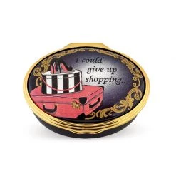 Halcyon Days "I Could Give Up Shopping" Enamel Box