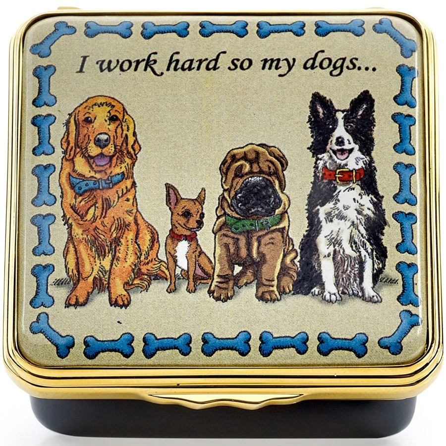 Halcyon Days I Work Hard So My Dogs Enamel Box 4 Halcyon Days I Work Hard So My Dogs Enamel Box - Image 2