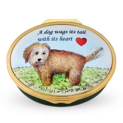 Halcyon Days A Dog Wags Its Tail Enamel Box