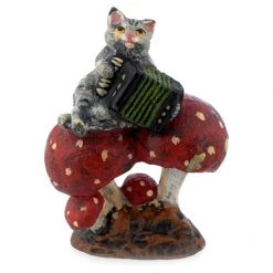 Scully & Scully Austrian Bronze Cat Musician On Mushrooms