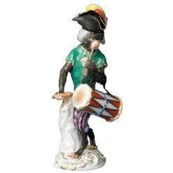 Meissen Monkey Orchestra Drummer Green Coat
