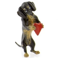Scully & Scully Austrian Bronze Dachshund With Heart Figurine