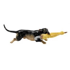Scully & Scully Austrian Bronze Dachshund Running With Umbrella