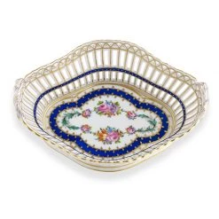 Dresden Pierced Porcelain Basket With Handles