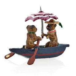 Scully & Scully Austrian Bronze Pugs In Boat
