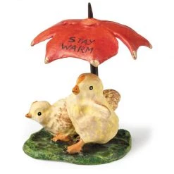 Scully & Scully Austrian Bronze Chicks Under Umbrella Figurine