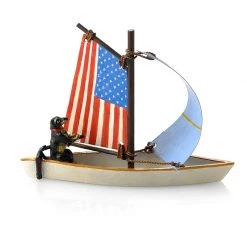 Scully & Scully Austrian Bronze Dachshund In American Flag Sailboat