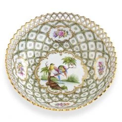 Dresden Porcelain Large Footed Pierced Bowl