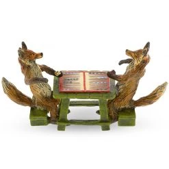 Scully & Scully Austrian Bronze Two Foxes Playing Backgammon Figurine