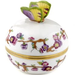 Herend Queen Victoria Bonbonniere With Butterfly Finial