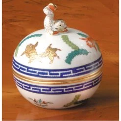 Herend Poisson Covered Bonbon With Dolphin Finial
