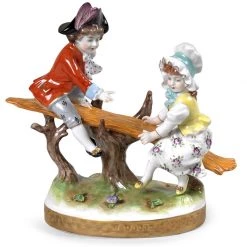 Scully & Scully Children On Seesaw Porcelain Figurine