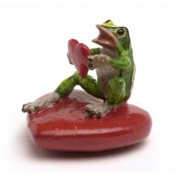 Scully & Scully Austrian Bronze Frog On Heart With Heart Figurine