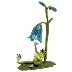 Scully & Scully Austrian Bronze Frog Sitting Under Blue Flower Figurine