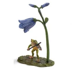 Scully & Scully Austrian Bronze Frog Playing Violin Under Bluebell
