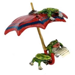 Scully & Scully Austrian Bronze Three Frogs Newspaper Umbrella Figurine