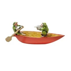 Scully & Scully Austrian Bronze Two Frogs In Red Rowboat Figurine