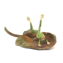 Scully & Scully Austrian Bronze Frog Upside Down On Leaf Figurine
