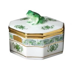 Herend Chinese Bouquet Green Frog Box