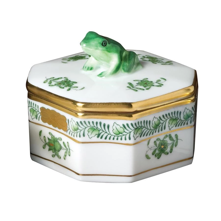 Herend Chinese Bouquet Green Frog Box 3 Herend Chinese Bouquet Green Frog Box