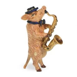 Scully & Scully Austrian Bronze Pig With Saxophone
